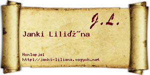 Janki Liliána névjegykártya